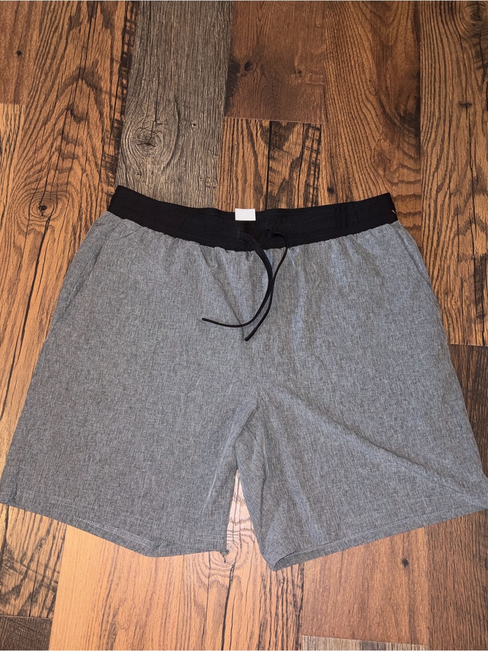 Old Navy Men's Heather Gray Hybrid Swim Drawstring Shorts with Black Waistband